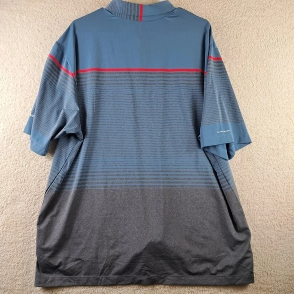 Columbia Polo Shirt Men's 2XL Omni Shade Wicking SS Golf Fish Striped